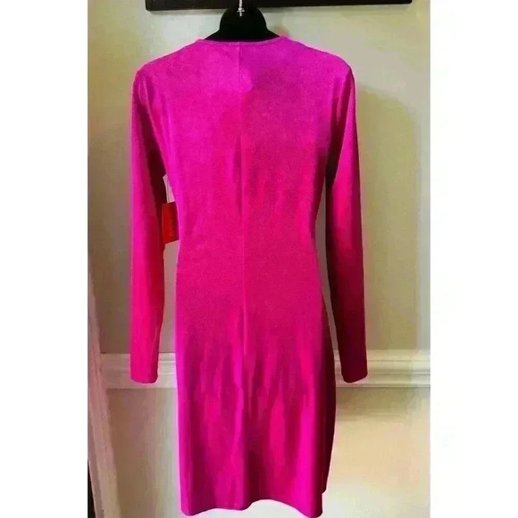 NWT Intempo Bright Pink Velvet Long Sleeve Dress Women's Size Small - Picture 4 of 7